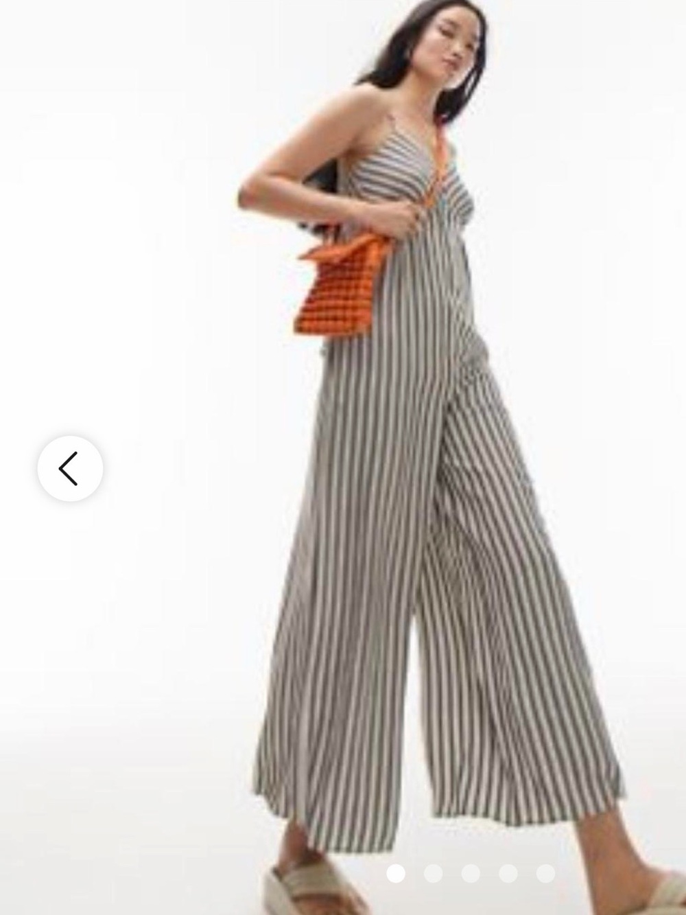 Striped Wide-Leg Jumpsuit in navy and cream